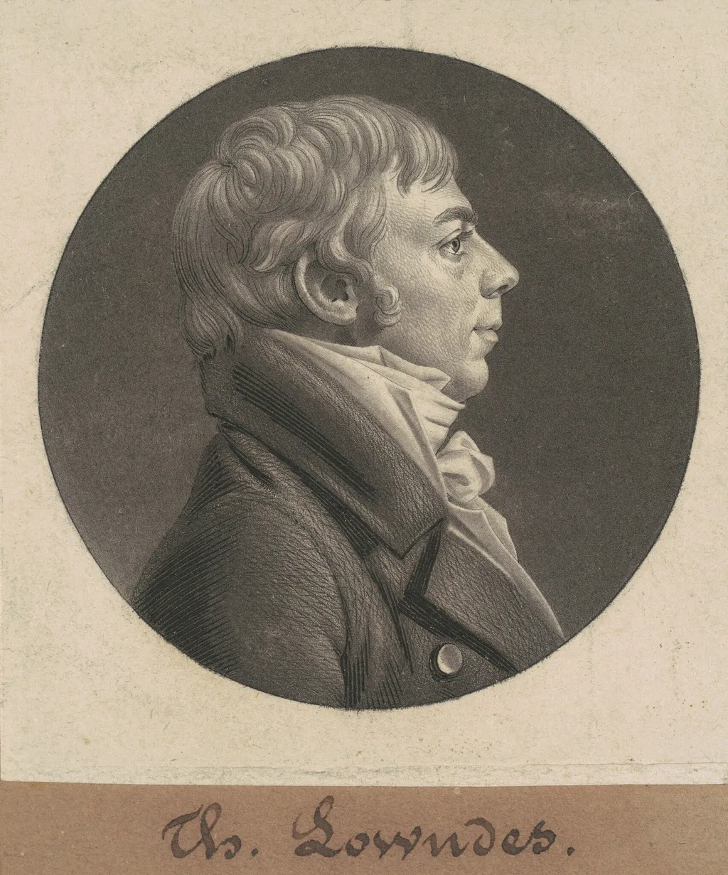 Thomas Lowndes, by Charles Balthazar Julien Févret de Saint-Mémin, ink, 1805