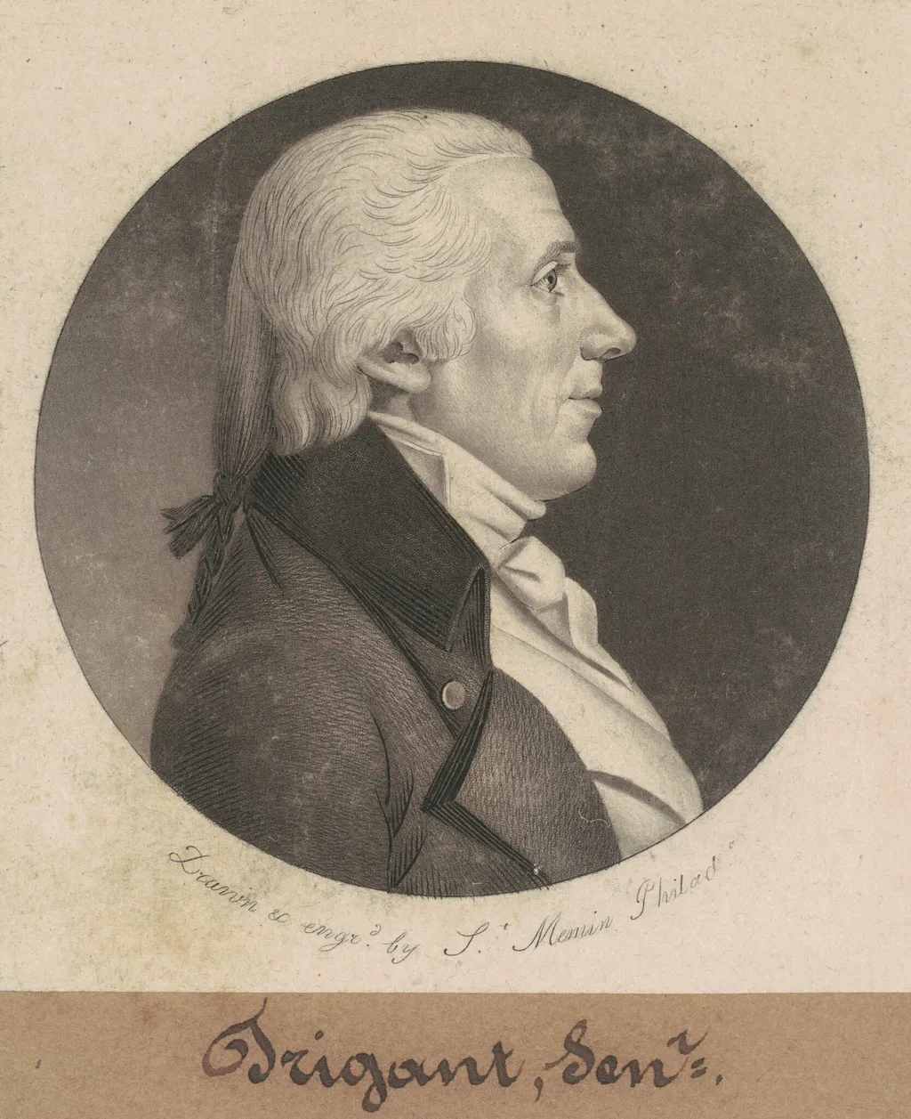 Trigant, Sr., by Charles Balthazar Julien Févret de Saint-Mémin, ink, 1801