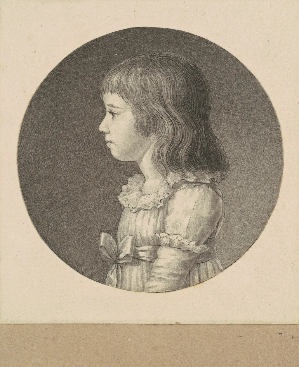 Unidentified Girl, by Charles Balthazar Julien Févret de Saint-Mémin, ink, 1797