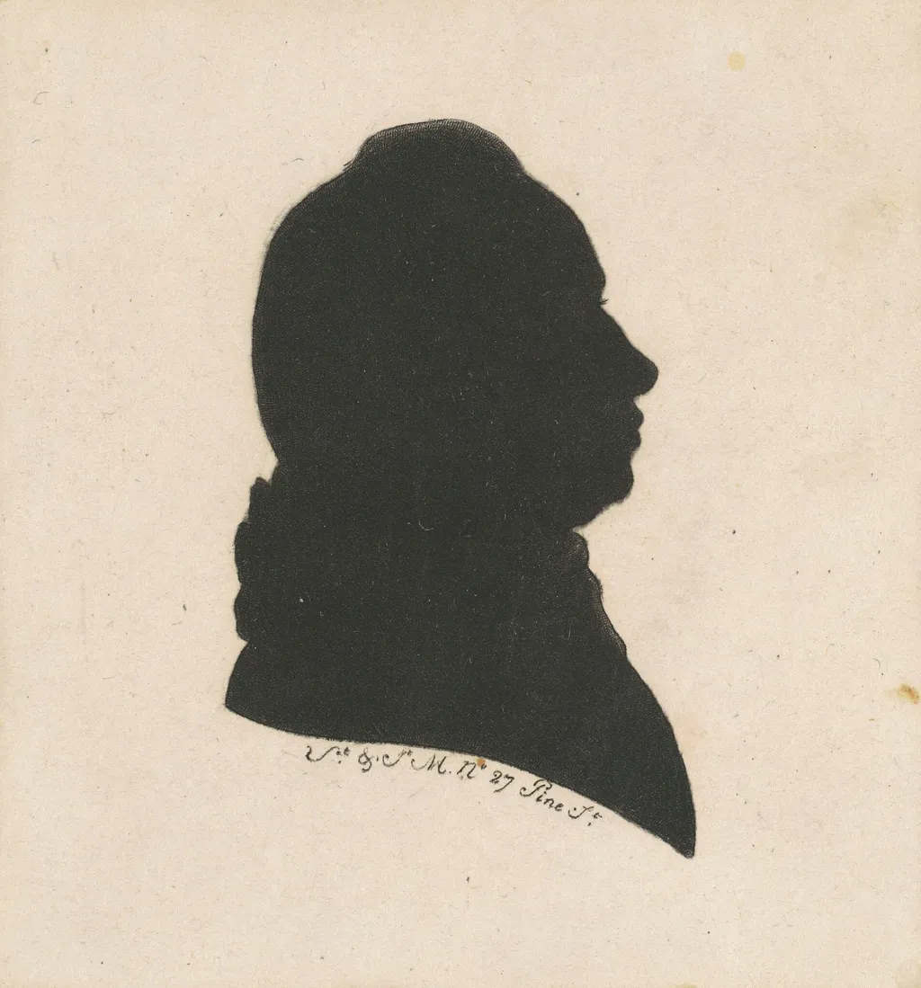 Unidentified Male Silhouette, by Charles Balthazar Julien Févret de Saint-Mémin, ink, 1797