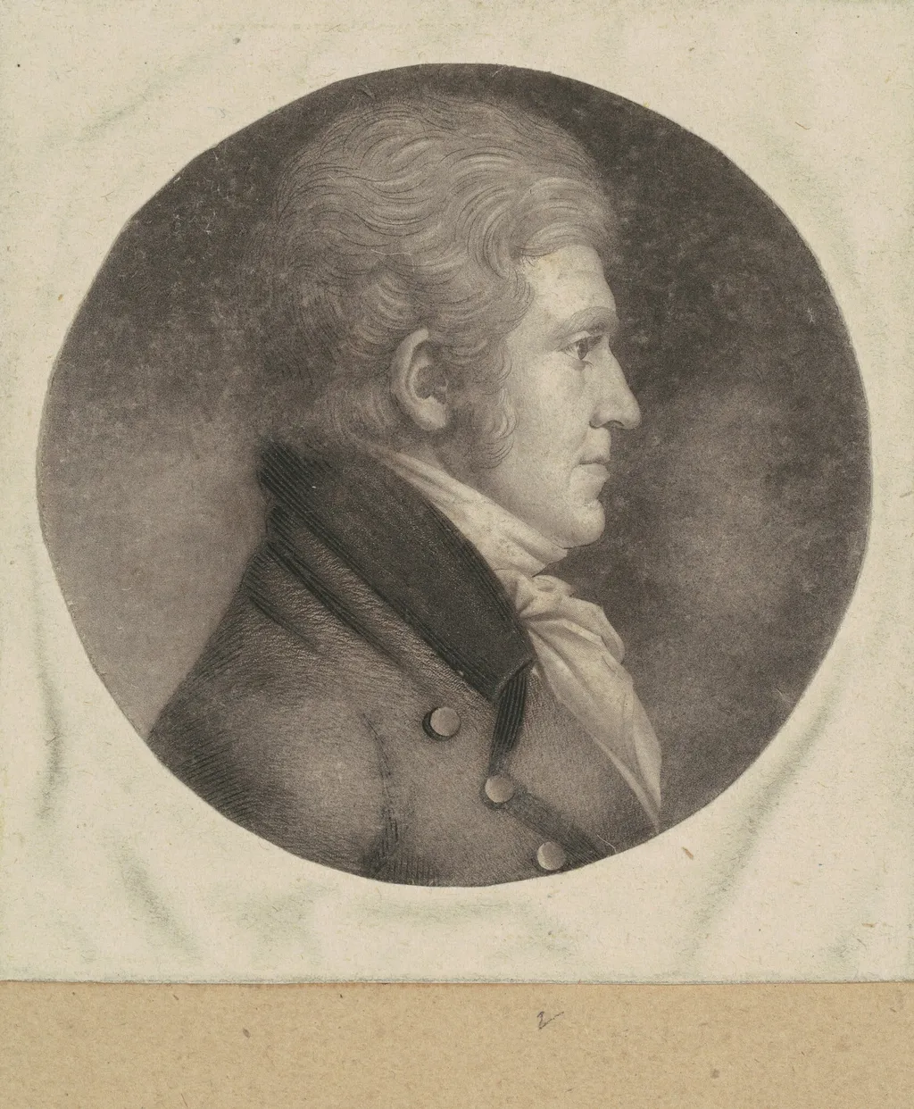 Unidentified Man, by Charles Balthazar Julien Févret de Saint-Mémin, ink, 1800
