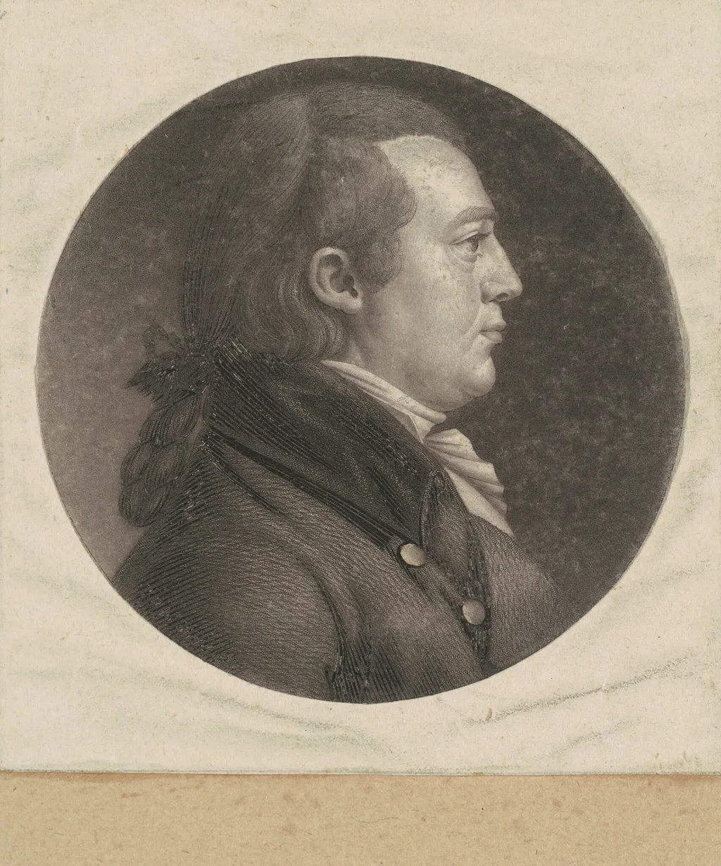 Unidentified Man, by Charles Balthazar Julien Févret de Saint-Mémin, ink, 1800