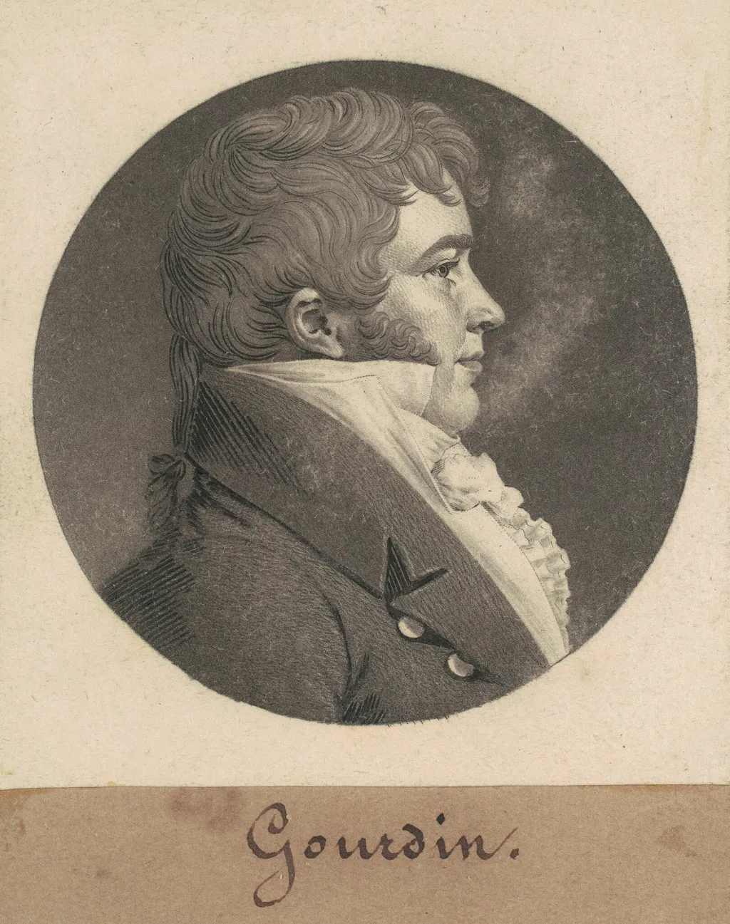 Unidentified Man, by Charles Balthazar Julien Févret de Saint-Mémin, ink, 1808