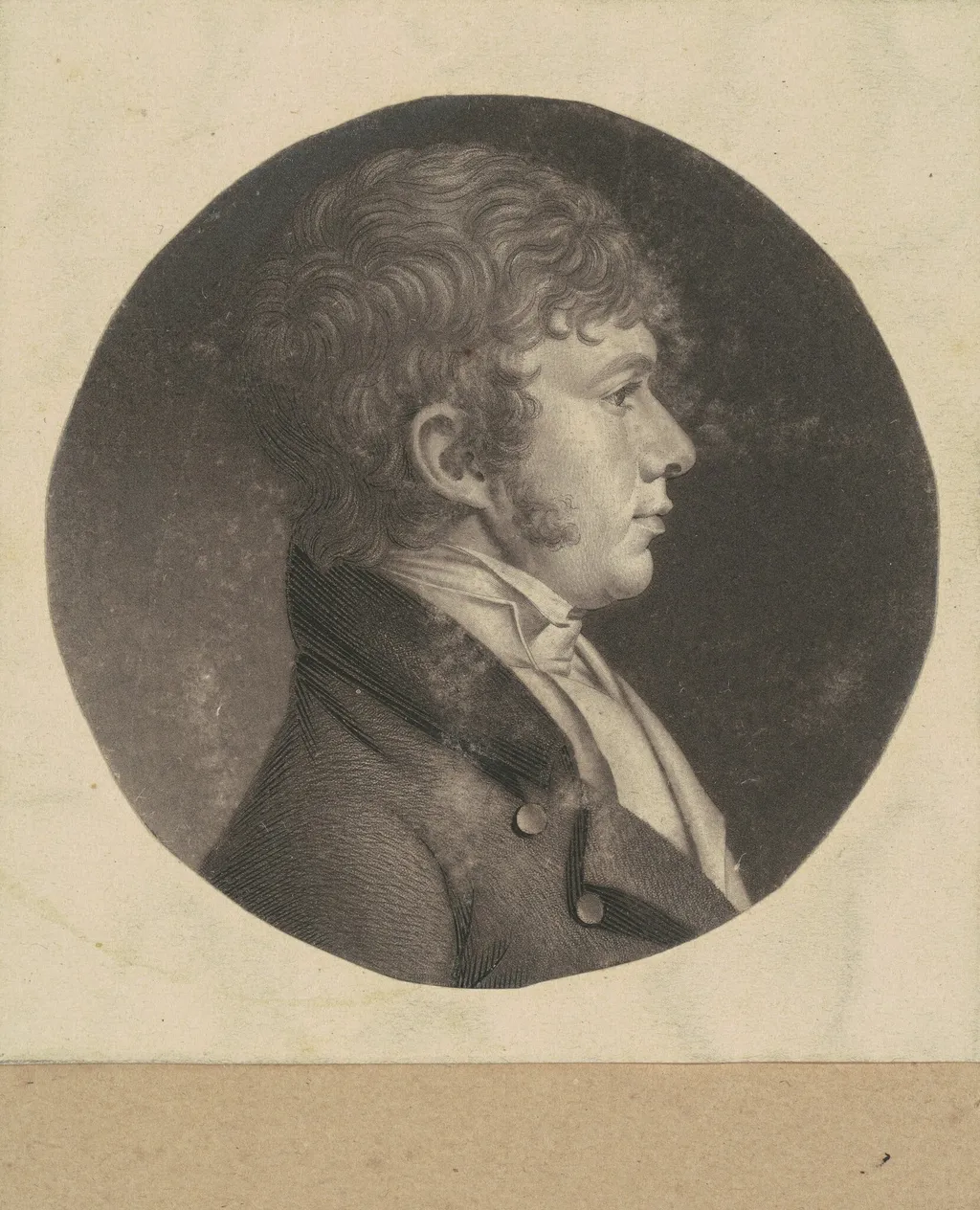 Unidentified Man, by Charles Balthazar Julien Févret de Saint-Mémin, ink, 1800
