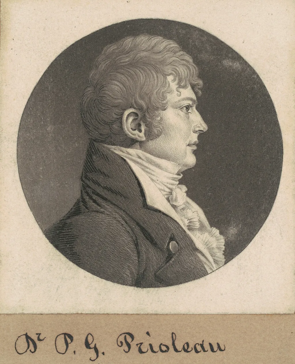 Unidentified Man, by Charles Balthazar Julien Févret de Saint-Mémin, ink, 1808