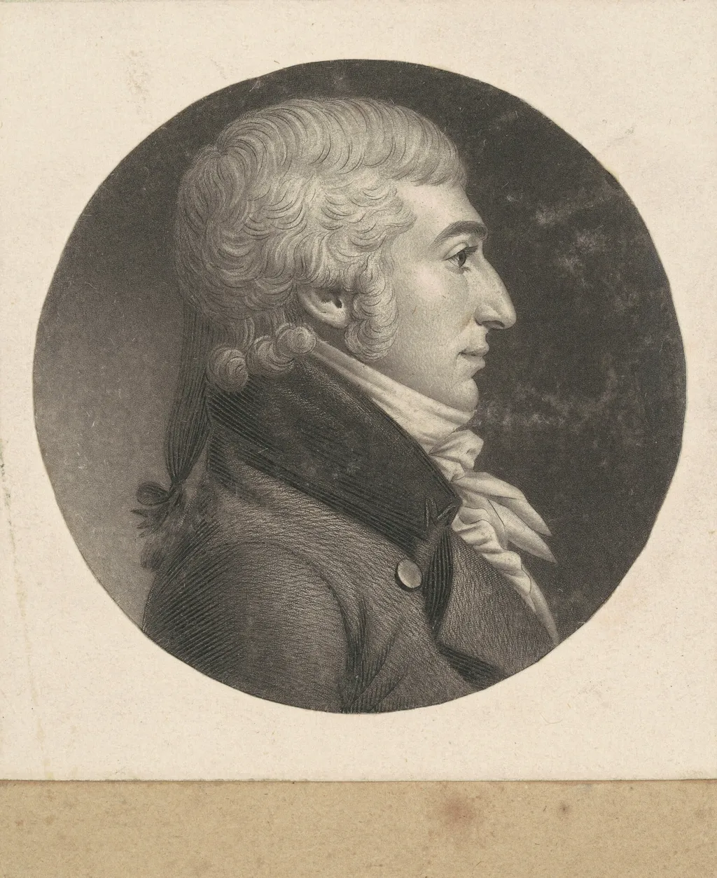 Unidentified Man, by Charles Balthazar Julien Févret de Saint-Mémin, ink, 1800