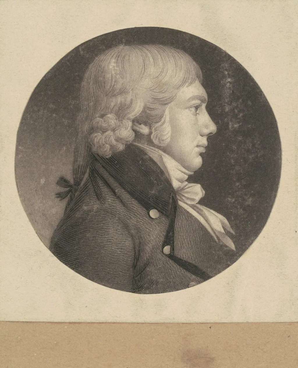 Unidentified Man, by Charles Balthazar Julien Févret de Saint-Mémin, ink, 1800