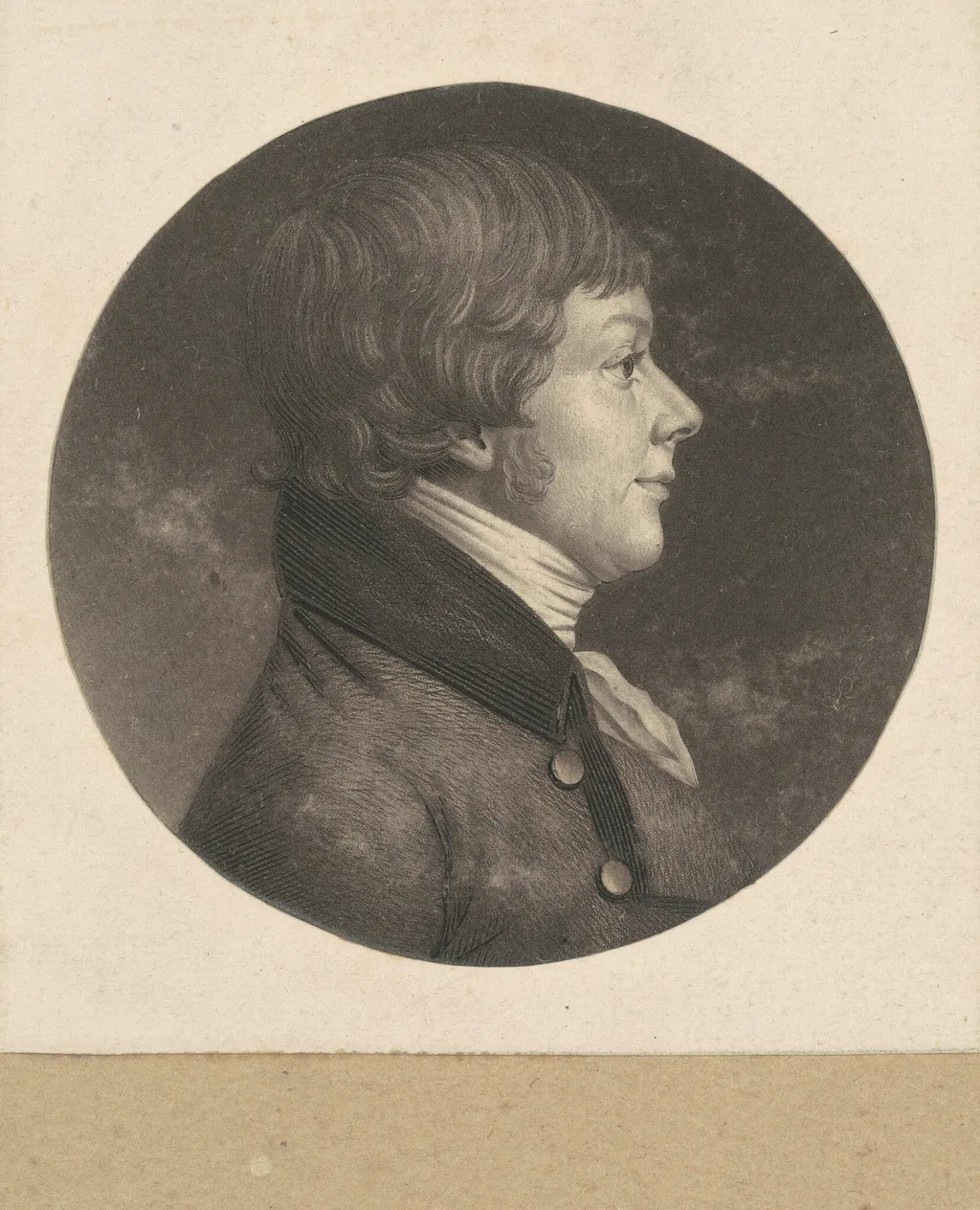 Unidentified Man, by Charles Balthazar Julien Févret de Saint-Mémin, ink, 1800