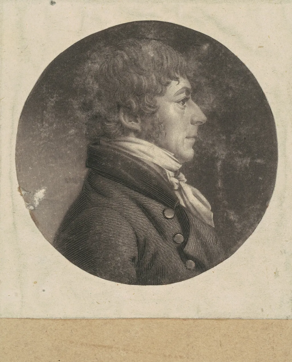 Unidentified Man, by Charles Balthazar Julien Févret de Saint-Mémin, ink, 1800