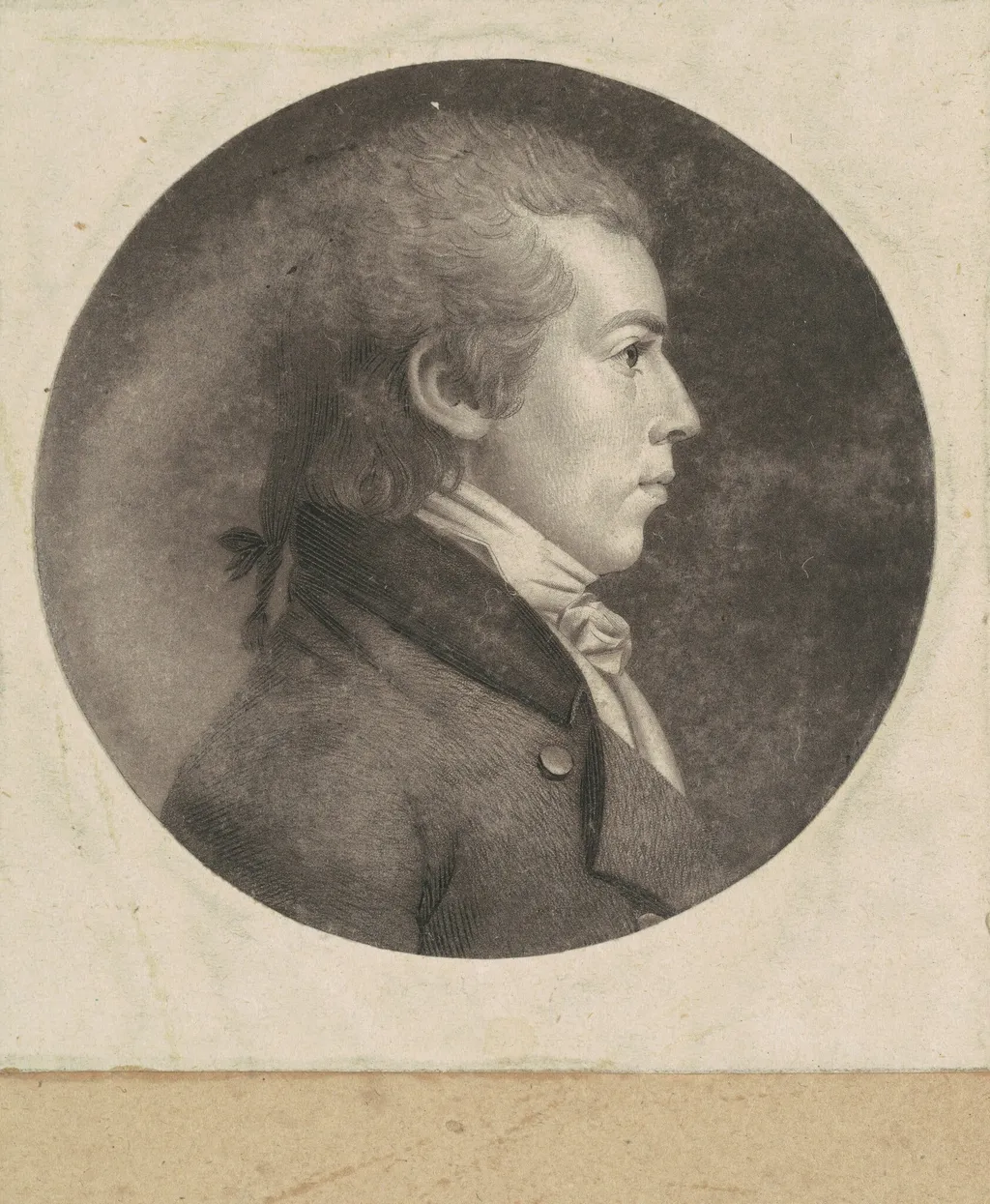 Unidentified Man, by Charles Balthazar Julien Févret de Saint-Mémin, ink, 1800