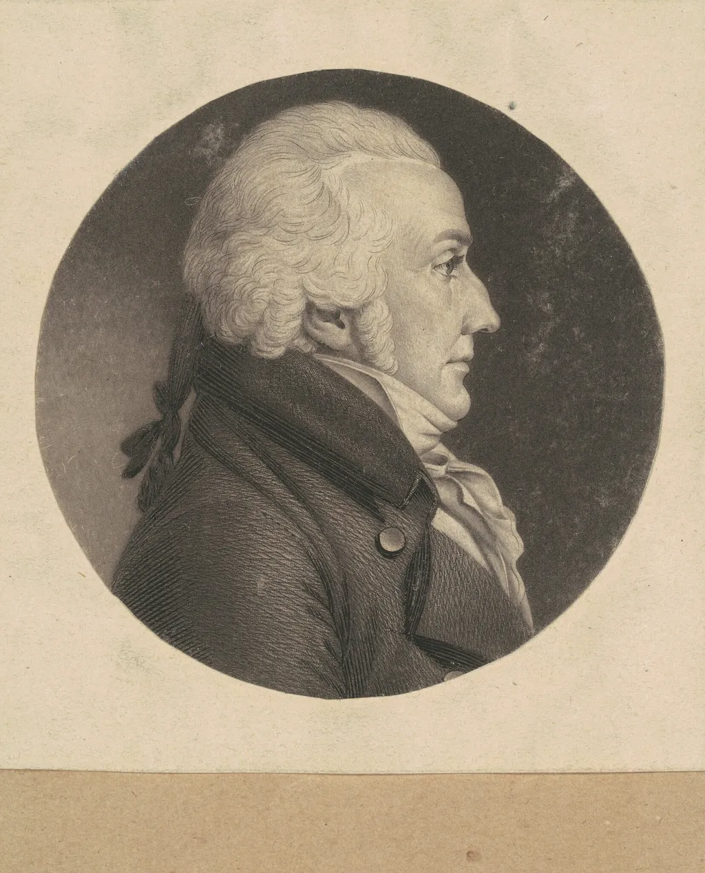 Unidentified Man, by Charles Balthazar Julien Févret de Saint-Mémin, ink, 1800