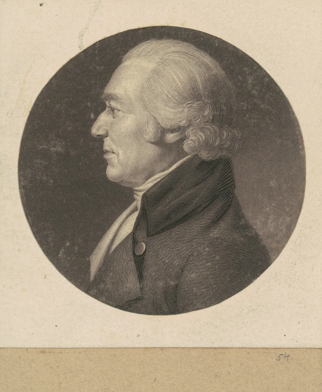 Unidentified Man, by Charles Balthazar Julien Févret de Saint-Mémin, ink, 1800