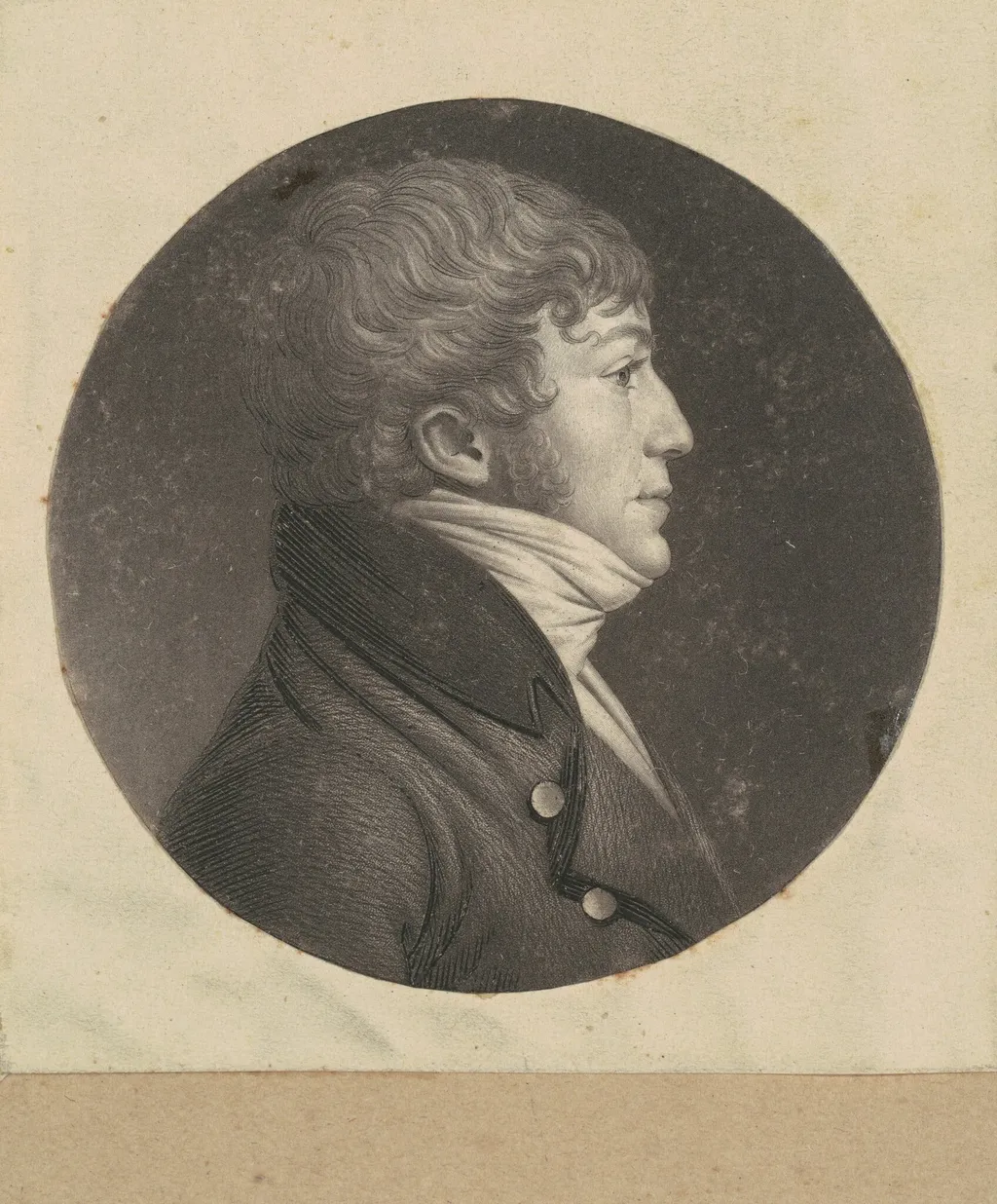 Unidentified Man, by Charles Balthazar Julien Févret de Saint-Mémin, ink, 1800