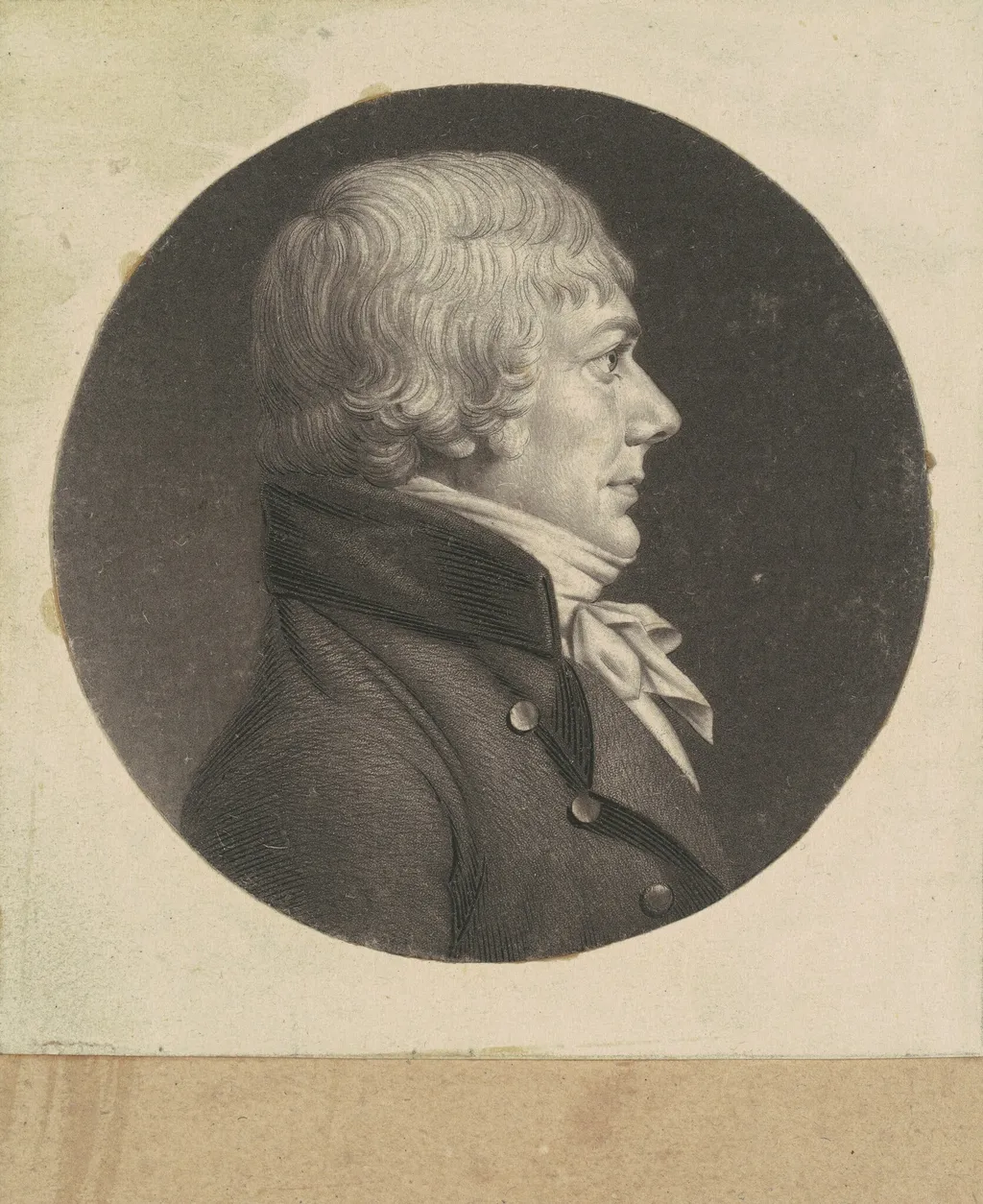 Unidentified Man, by Charles Balthazar Julien Févret de Saint-Mémin, ink, 1800
