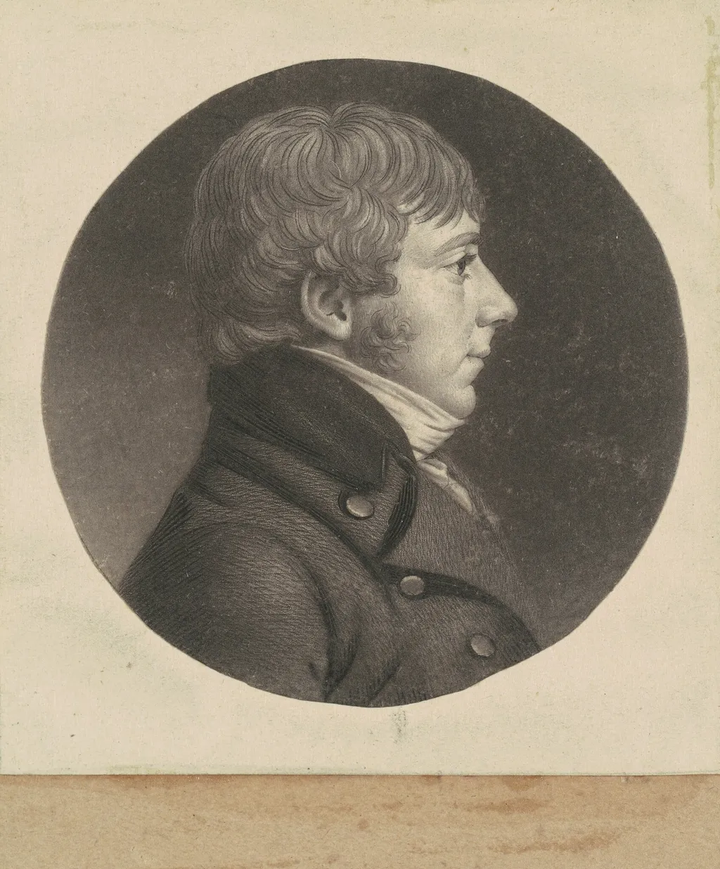Unidentified Man, by Charles Balthazar Julien Févret de Saint-Mémin, ink, 1800