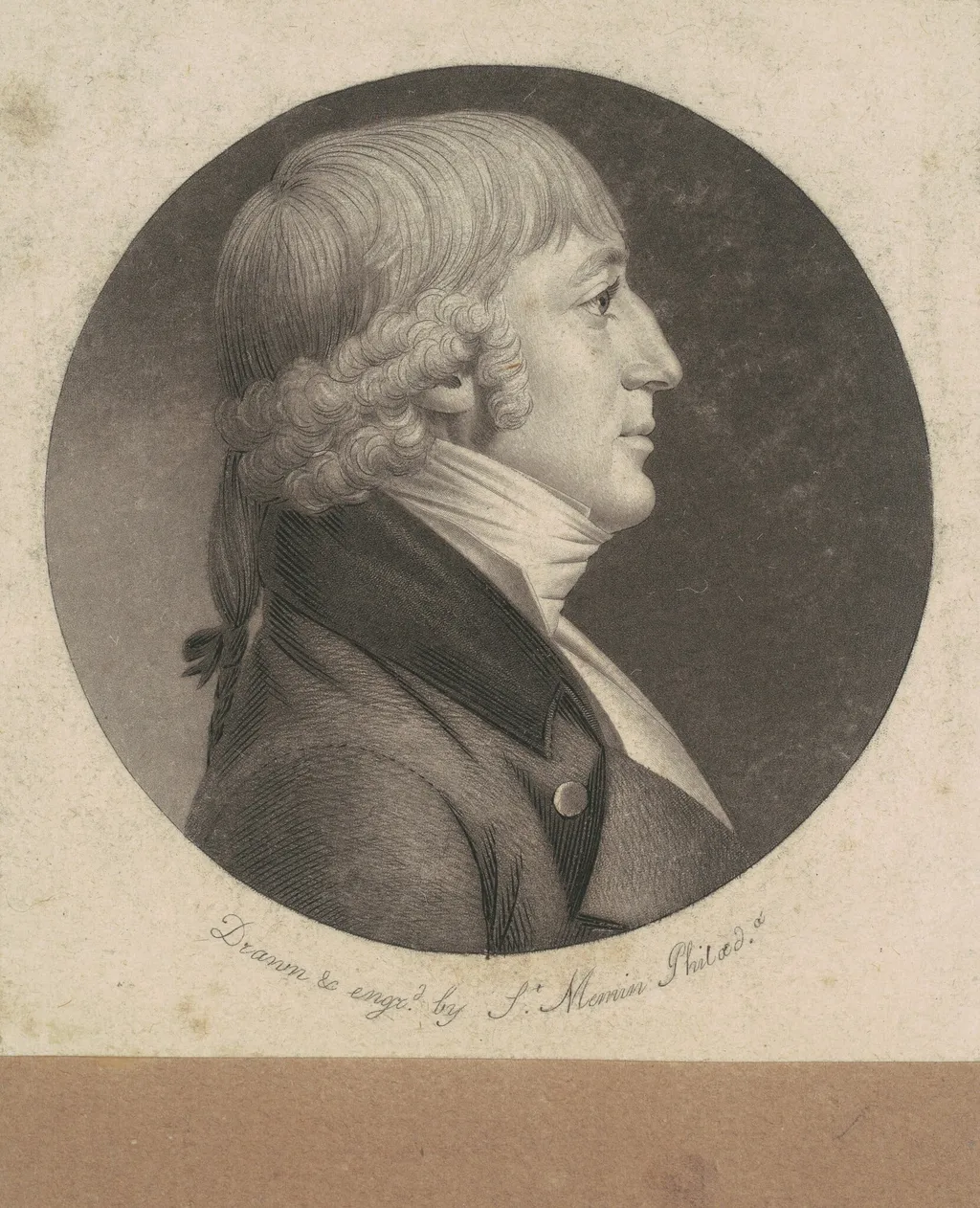 Unidentified Man, by Charles Balthazar Julien Févret de Saint-Mémin, ink, 1800