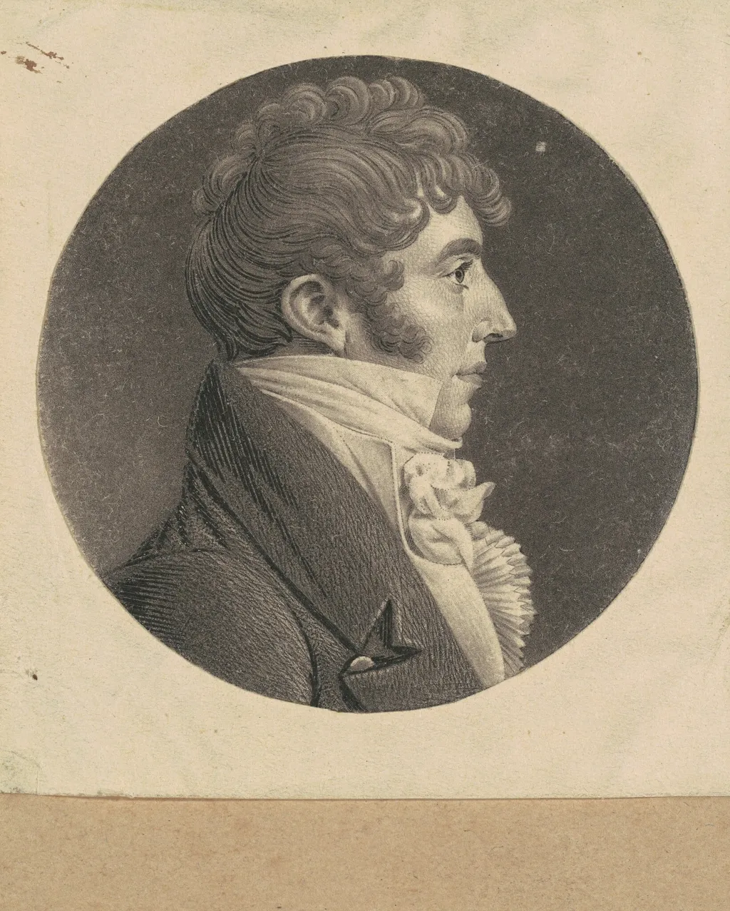 Unidentified Man, by Charles Balthazar Julien Févret de Saint-Mémin, ink, 1808