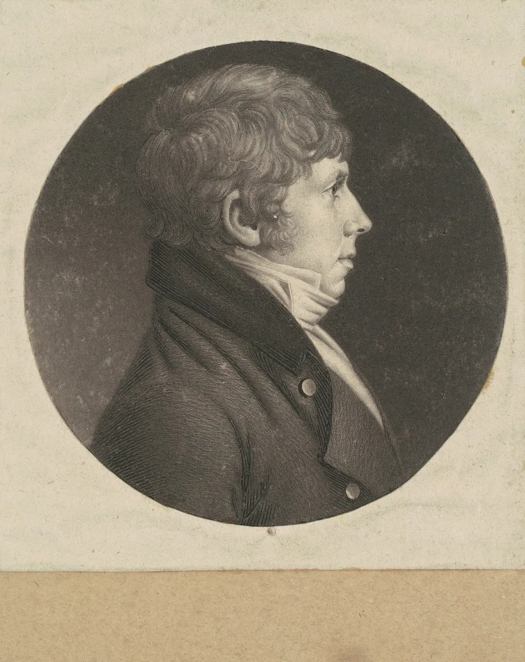 Unidentified Man, by Charles Balthazar Julien Févret de Saint-Mémin, ink, 1800