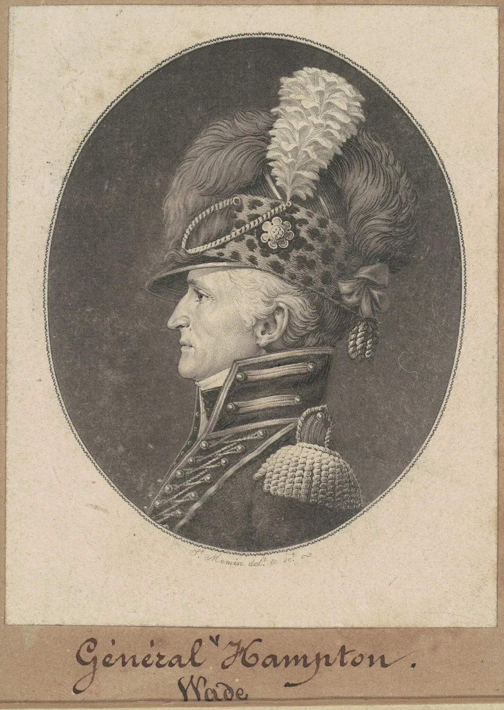 Wade Hampton, by Charles Balthazar Julien Févret de Saint-Mémin, ink, 1809