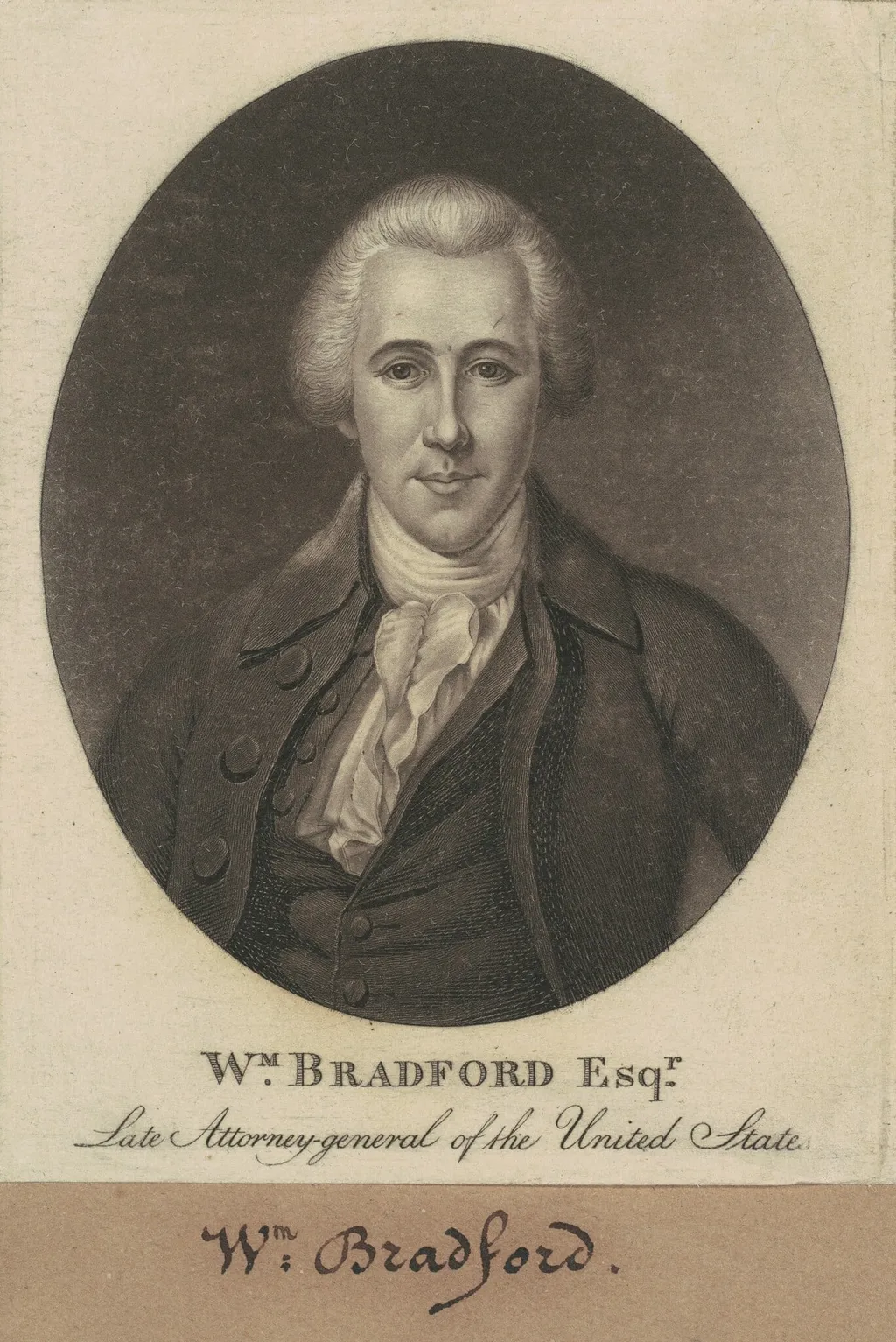 William Bradford, by Charles Balthazar Julien Févret de Saint-Mémin, ink, 1800
