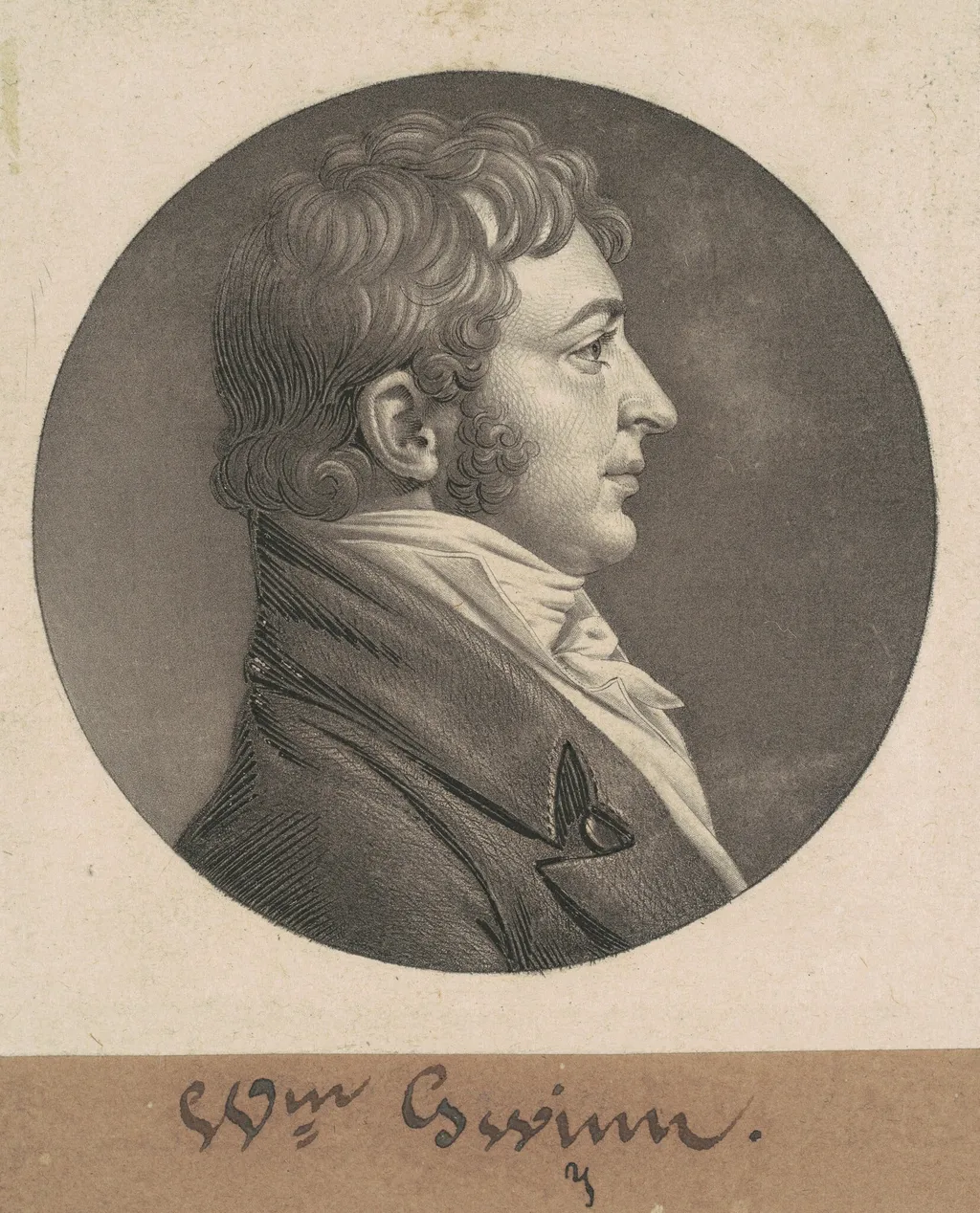 William Gwynn, by Charles Balthazar Julien Févret de Saint-Mémin, ink, 1804