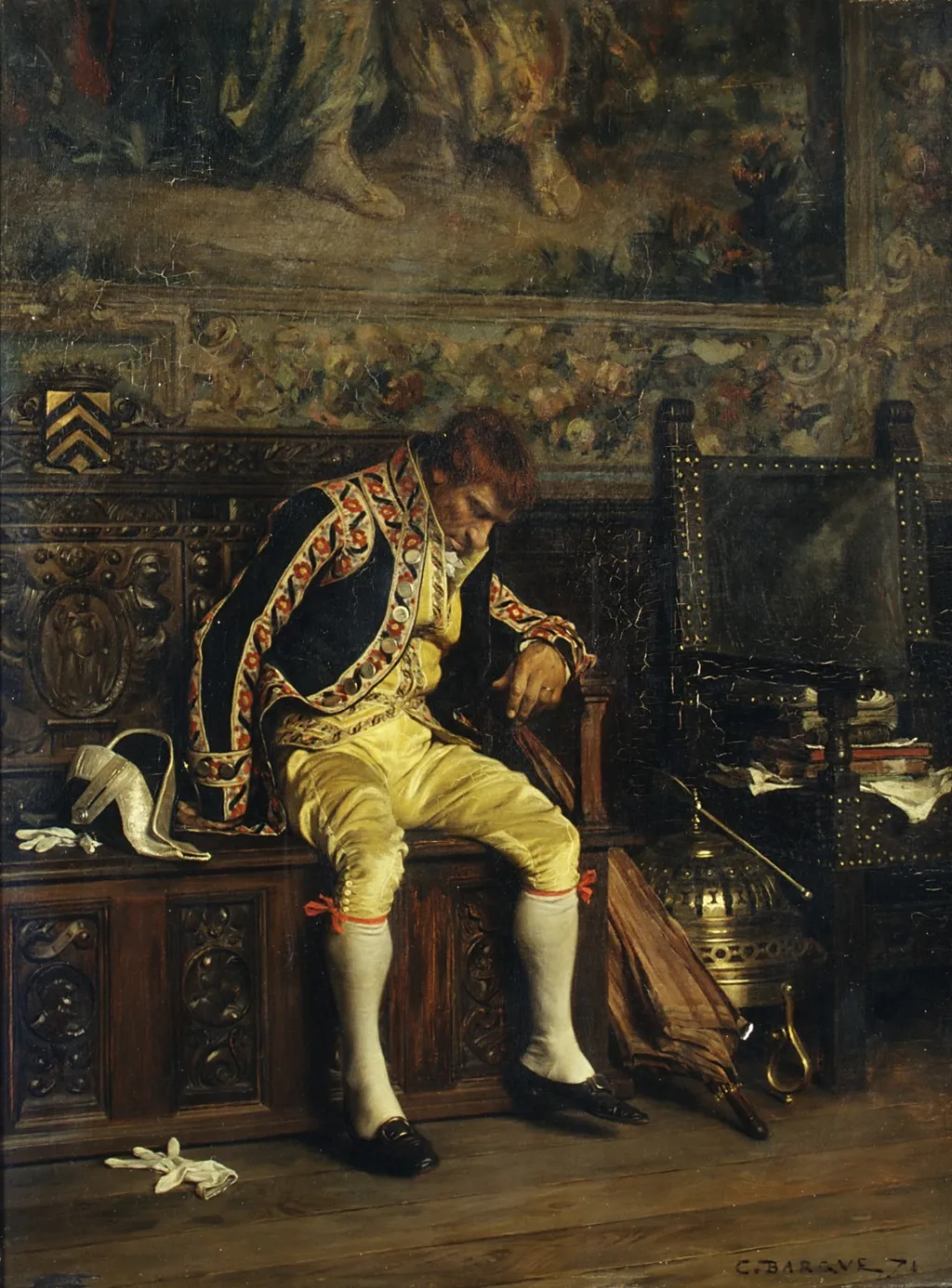 A Footman Sleeping, by Charles Bargue, oil, 1871