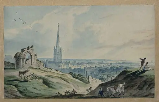 A View of Norwich, from Mousehold Hill, near the ruins of Kett's Castle, by Charles Catton junior