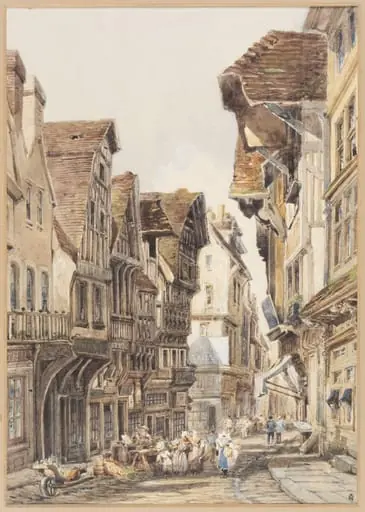 Old Houses at Lisieux, Normandy, by Charles Claude Pyne