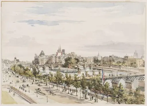 Paris, from the Window of the Salle D'Apollon in the Louvre, by Charles Claude Pyne