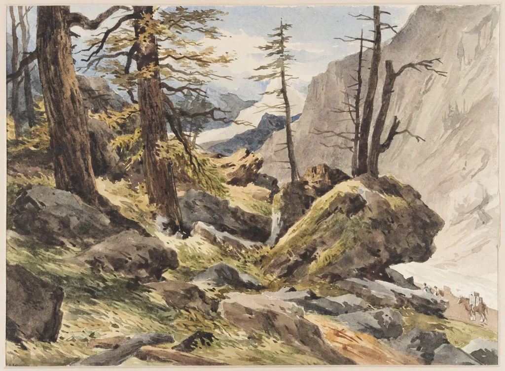 Road leading to Zermatt, Switzerland, by Charles Claude Pyne, watercolor, 1822