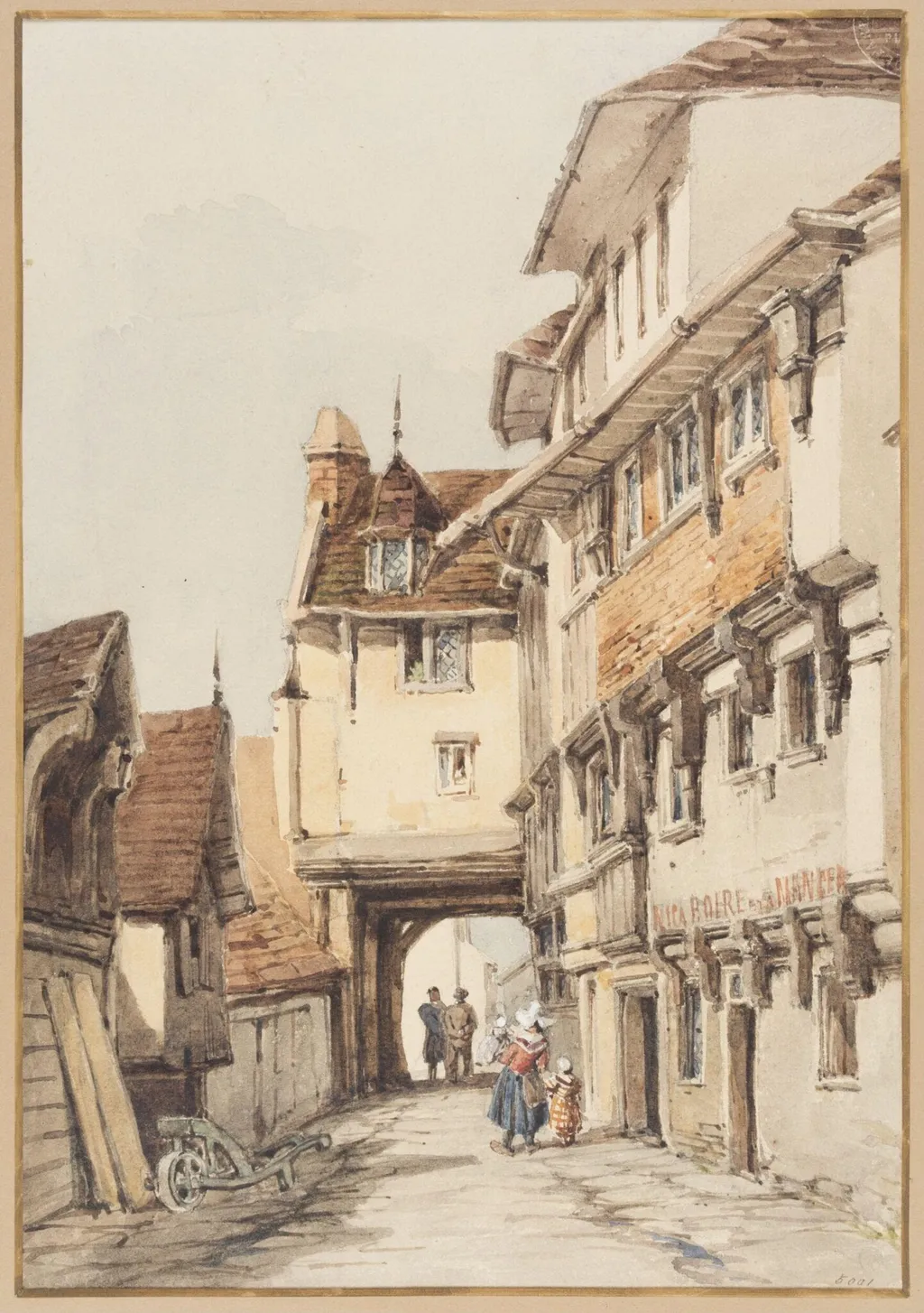 Timber Houses, Normandy, by Charles Claude Pyne, watercolor, 1850