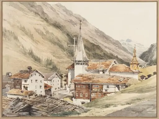 Village in the Saas Valley, Switzerland., by Charles Claude Pyne