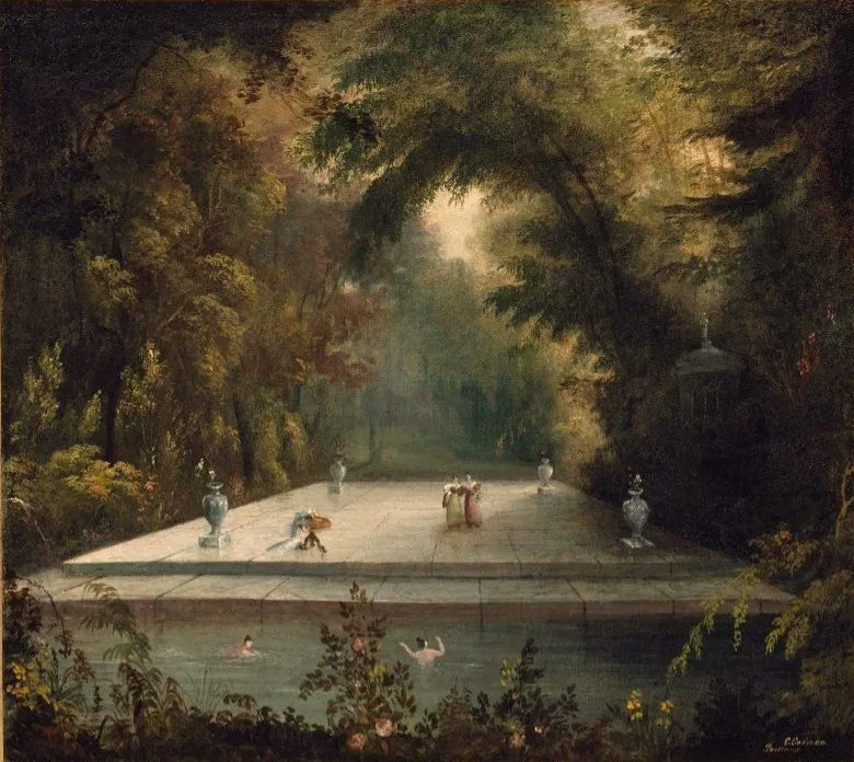 The Bathing Pool., by Charles Codman, oil, 1830