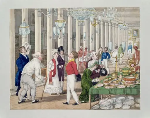 Tom Raw visits Taylor & Co.'s emporium in Calcutta, by Charles D'Oyly