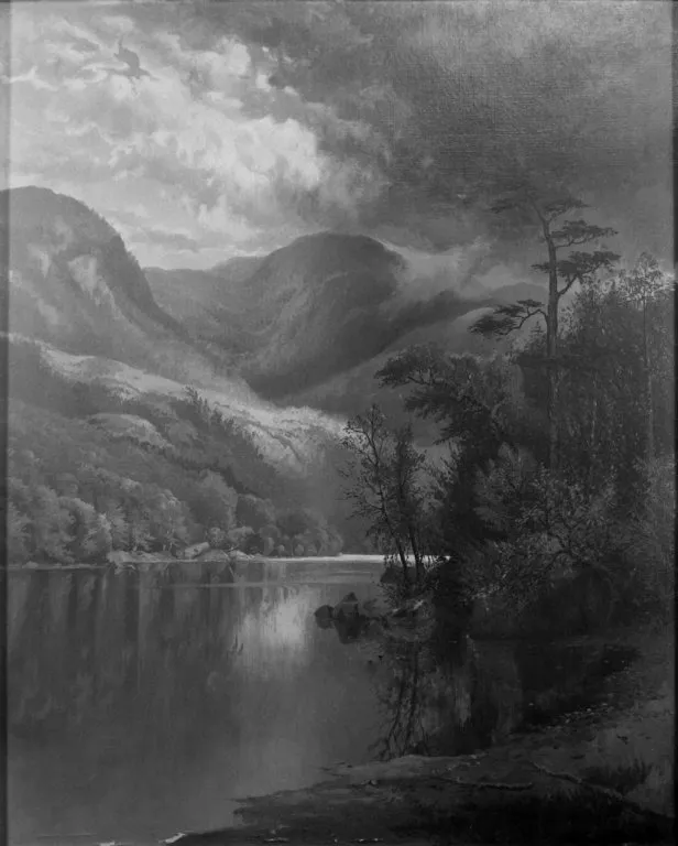 Lake Henderson, Adirondacks, by Charles Day Hunt, oil, 1891