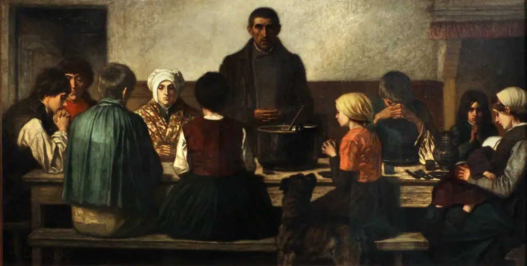 The blessing before supper, by Charles de Groux