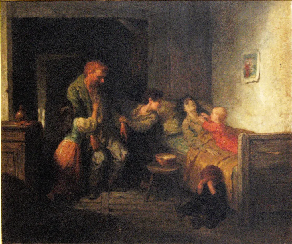 The drunkard, by Charles de Groux, oil, 1853