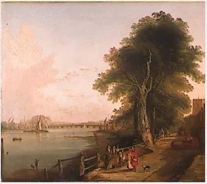 Cheyne Walk, Chelsea, by Charles Deane, oil, 1844