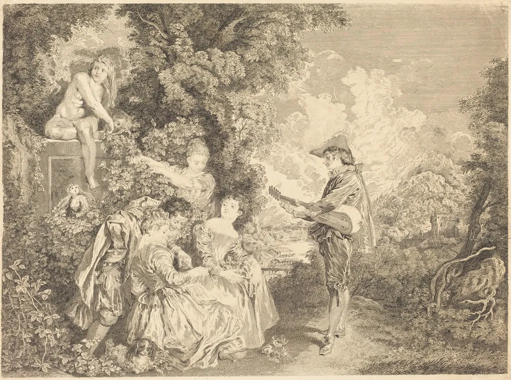 Lecon d'amour, by Charles Dupuis, ink, 1734