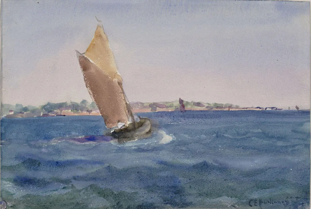 A Breezy Day, by Charles Edward Holloway, watercolor, 1850