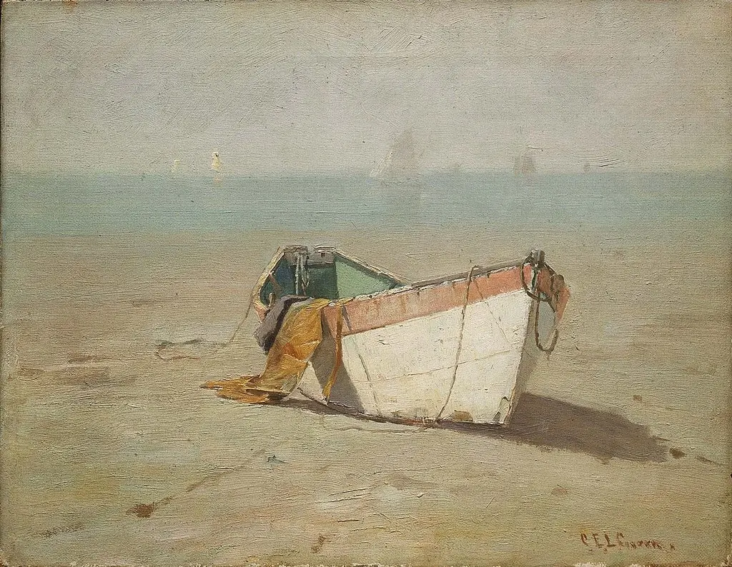 Winter Dory, King's Beach, Swampscott, Massachusetts, by Charles Edwin Lewis Green