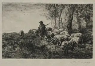 A herd of swine, by Charles-Émile Jacque