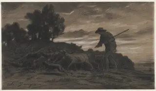 A Shepherd with His Flock, by Charles-Émile Jacque