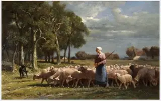 A Shepherdess near a Wood, Barbizon, by Charles-Émile Jacque