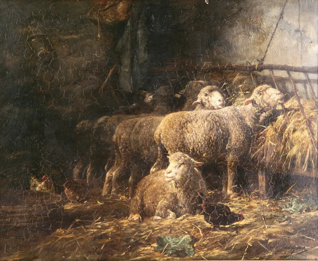 Bergerie, by Charles-Émile Jacque, oil, 1850