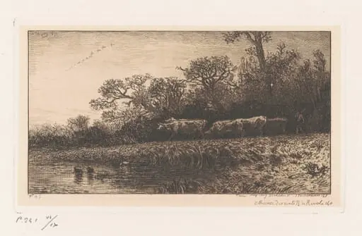 Cattle at Dusk, by Charles Émile Jacque