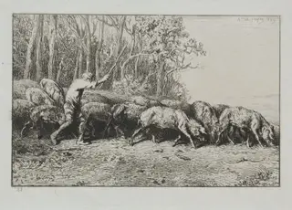Herd of Pigs Leaving a Forest, by Charles-Émile Jacque