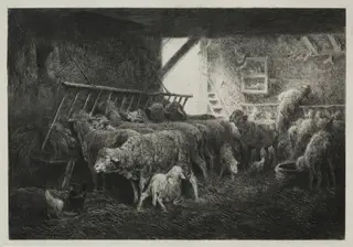 Interior of a Sheep Pen, by Charles-Émile Jacque