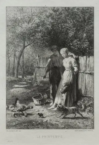 Springtime, by Charles-Émile Jacque, 1864