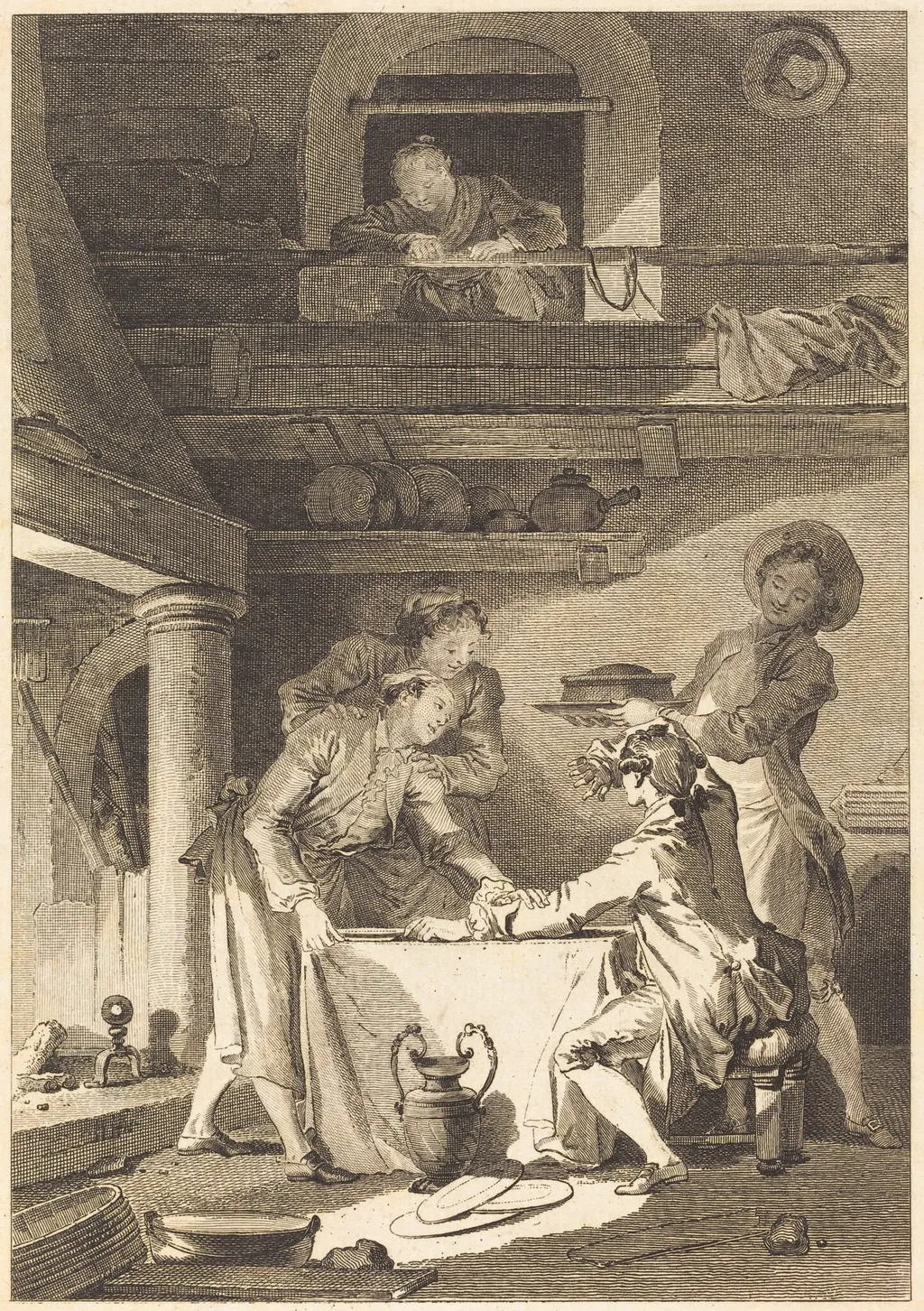 Le pate d'anguilles, by Charles Emmanuel Patas, ink, 1773
